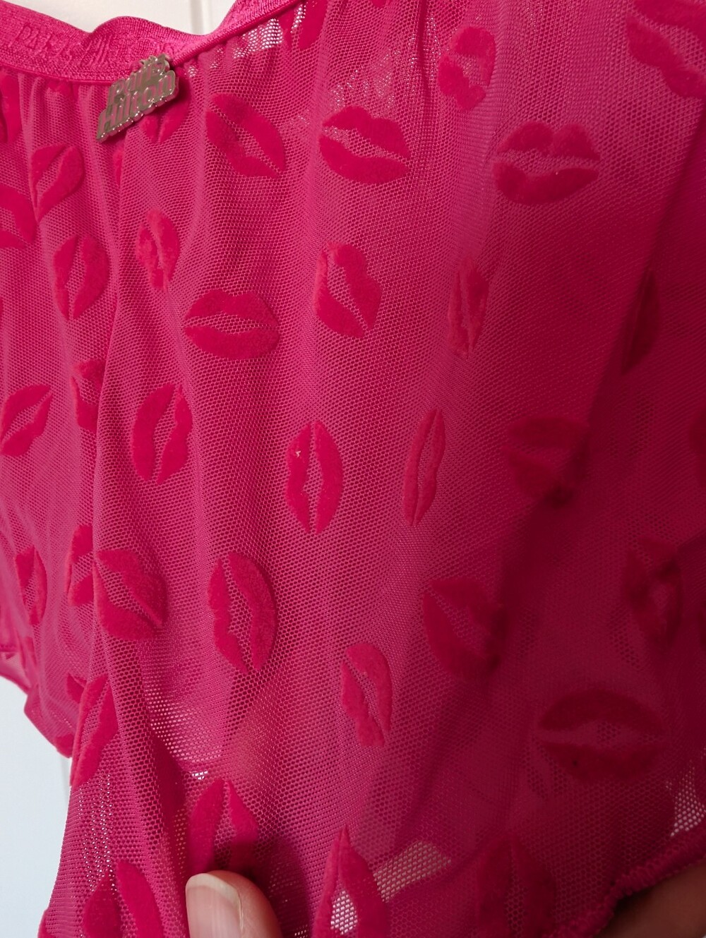 NWOT Paris Hilton Babydoll 2 Piece Lace Lip Set Medium Hot Pink - Picture 5 of 5